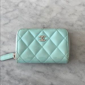 CHANEL credit card zip around small wallet